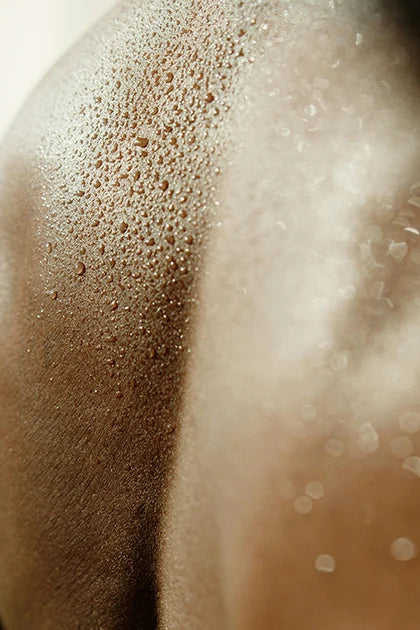 Close photograph of sunlit skin